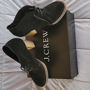 J Crew black macalister high heel suede ankle boots size 7